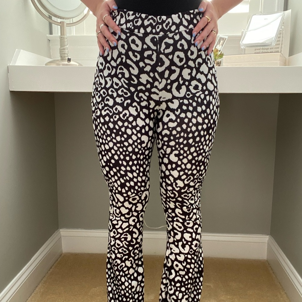 NastyGal Flare Leopard Pants
